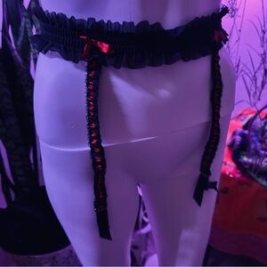 Black & Red Lace Garter Belt - Women Intimates